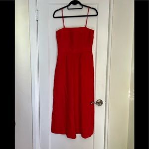 Linen jumpsuit in red